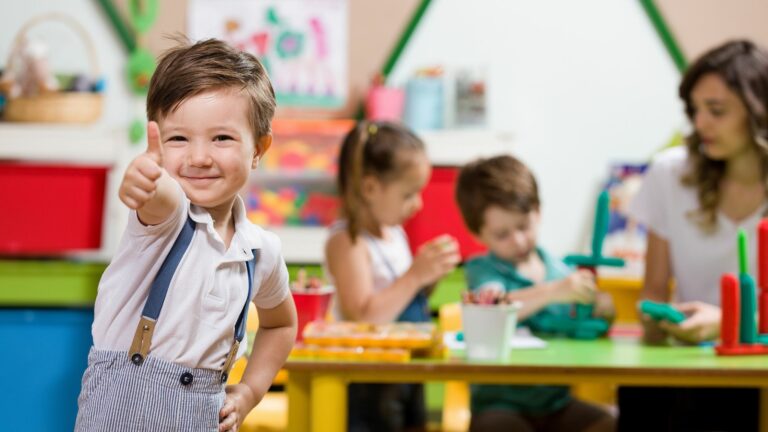 happy kid at preschool