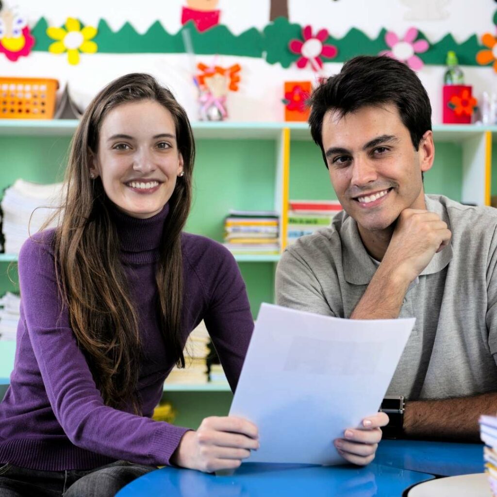 Parent and teacher meeting at daycare