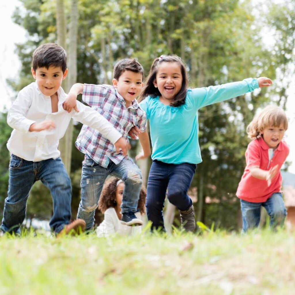 Group of children playing outside